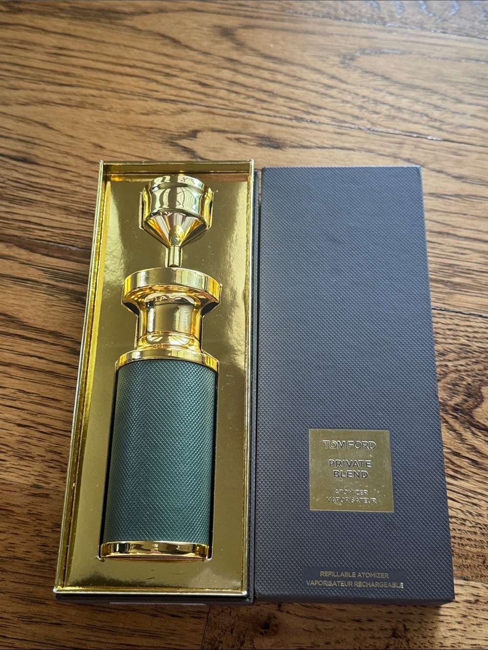 Tom Ford Private Blend Refillable Atomizer in Green and Gold